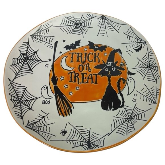 Eli + Ana Halloween Funky Feline Trick or Treat Dinner Plates Set of 2 New Retro - Picture 6 of 7